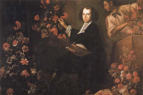 Mario Dei Fiori Self-Portrait with a Servant and Flowers Spain oil painting art